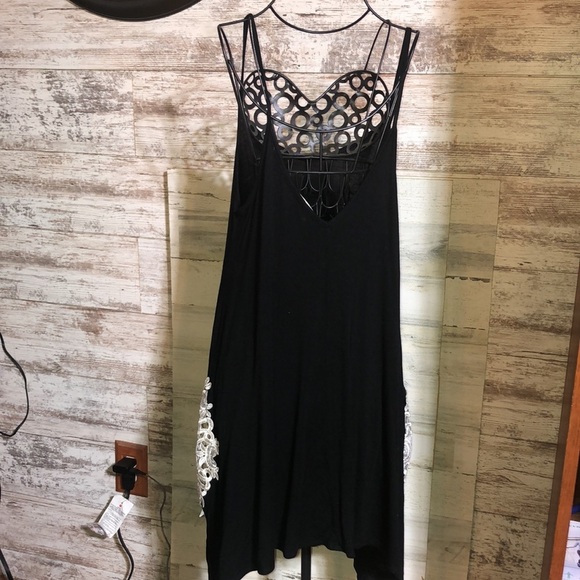 Reborn J black dress mini knee length dress lace sides size large loose … - Picture 4 of 5